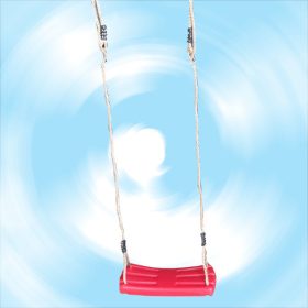   Leagăn din plastic roșu cu șezut plat – cu frânghie PP de 2,5 m