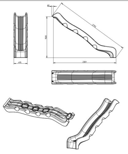 Tobogan de parc Optima cu înălțimea de pornire de 120 cm
